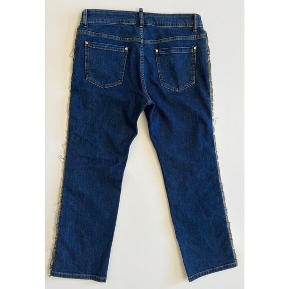 Red Valentino Ruffle Trimmed Cropped High Rise Straightleg Jeans Size 29 NWT - Picture 2 of 12